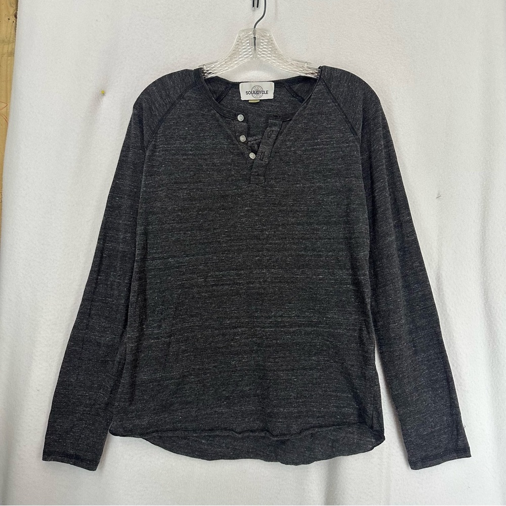 Soul Cycle Long Sleeve 3 Button Shirt Workout Womens Medium Grey